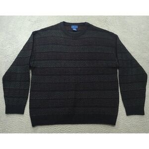 Vtg Towncraft Sweater Men's 2XLT Acrylic PolyesteCrewneck 90s 3D Knit Green Blue